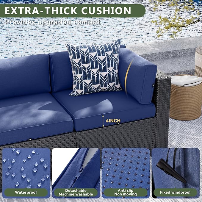 Aoxun 10 Piece Patio Furniture Set Wicker Rattan Patio Sectional Sofa Set - Image 3
