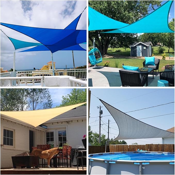 Patio Paradise 28' x 28' x 28' Sun Shade Sail Triangle Canopy Shade Cloth - Image 2