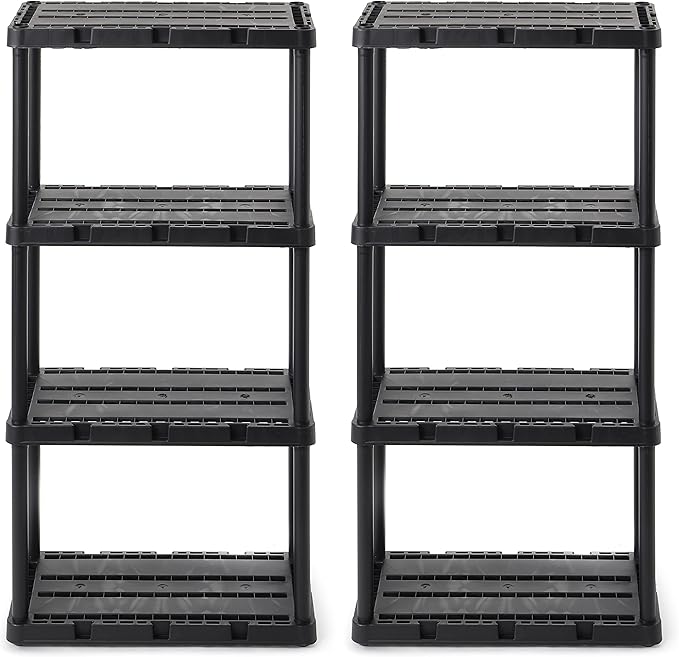 Gracious Living 2 Pack Light Duty Storage Shelves, Knect-A-Shelf 4-Shelf by GraciousLiving