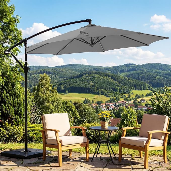OLIXIS Offset Patio Umbrella, 9.7FT Cantilever Table Umbrellas - Image 6