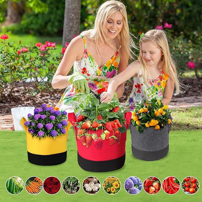 6-Pack 5/7/10 Gallon Grow Bags - 350G Heavy Duty Fabric Pots - Image 5