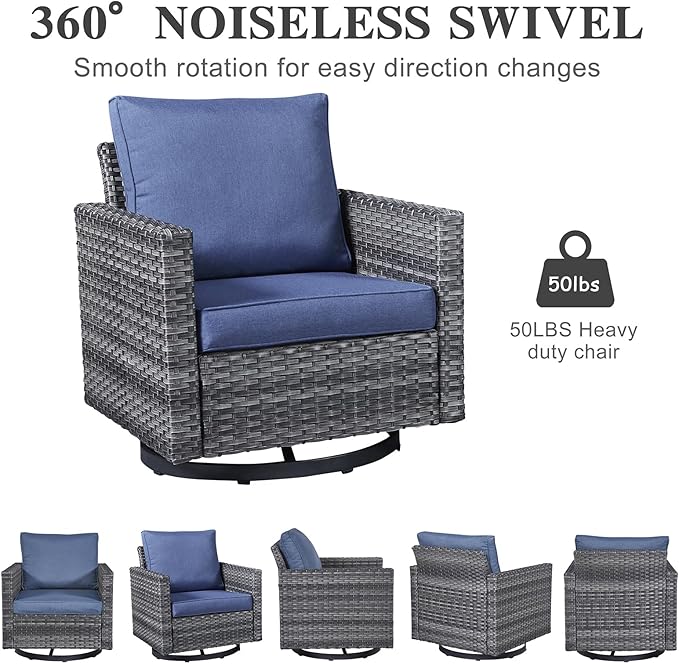 Belord 7 Piece Outdoor Furniture Patio Wicker Sofa Set, Oversize Outdoor Swivel - Image 6