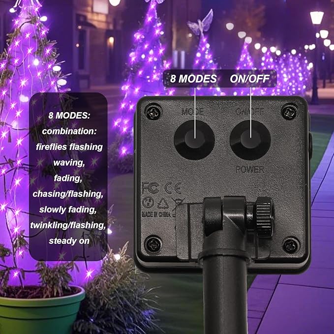 ZNYCYE Solar Waterfall Fairy Bunch Lights Outdoor Waterproof 200LEDs 8 Modes - Image 3