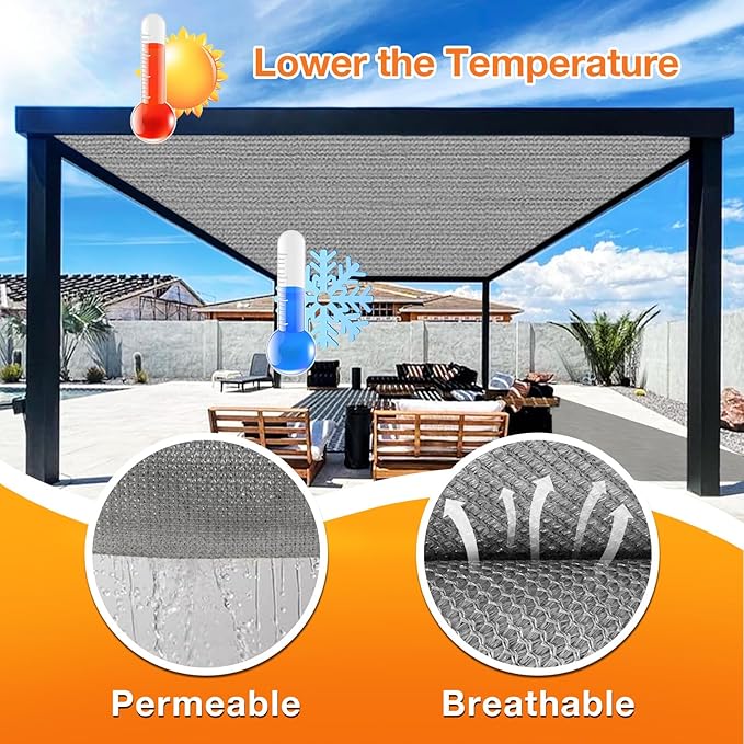 Artpuch Outdoor Pergola Shade Cover 12x15 FT Sun Shade Cloth - Image 4