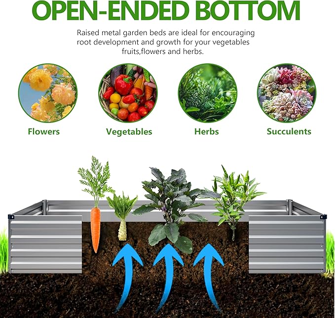 2PCS 6x3x1ft Galvanized Raised Garden Bed Kit, Galvanized Planter Raised Garden - Image 2