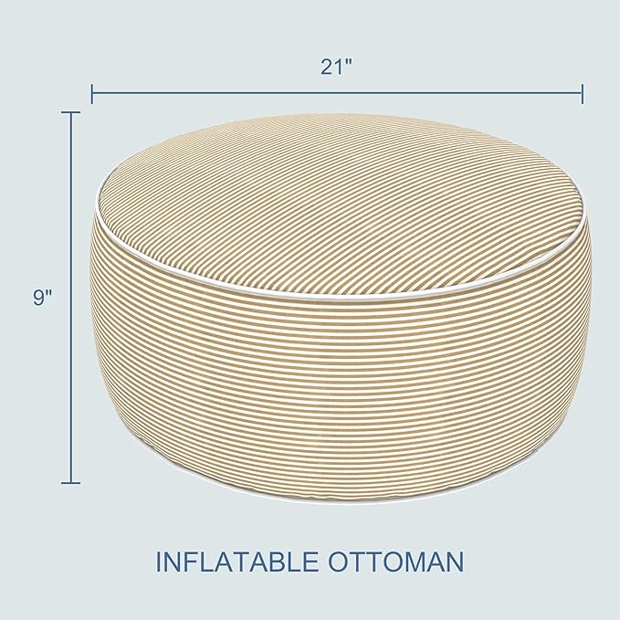 LVTXIII Outdoor Inflatable Ottoman, Portable Round Ottoman Pouf - Image 3