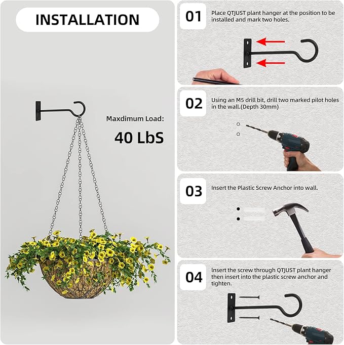 Ceiling Hooks for Hanging Plants 6pack 2.5inch Wall Mount Plant Hooks Meatl - Image 7