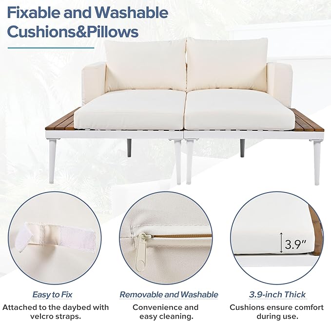 LUMISOL Outdoor Patio Daybed Metal Daybed - Image 3