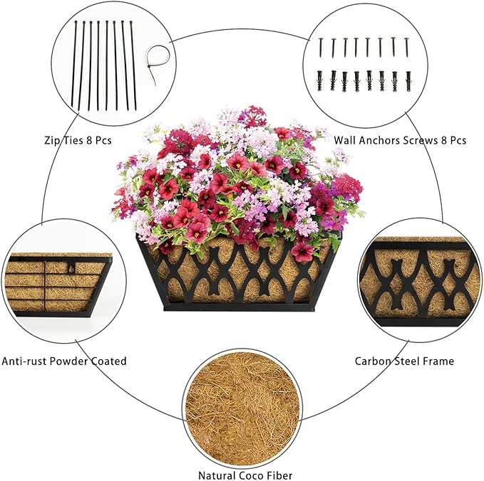 4 Pack 14 Inch Window Boxes Planters Railing Planter Box - Image 2