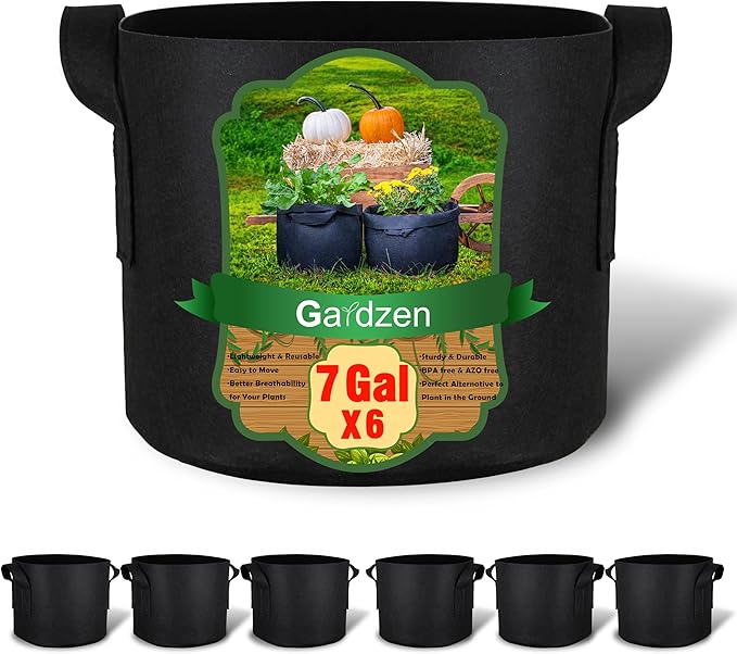 Gardzen 6-Pack 7 Gallon Grow Bags, Aeration Fabric Pots by Gardzen