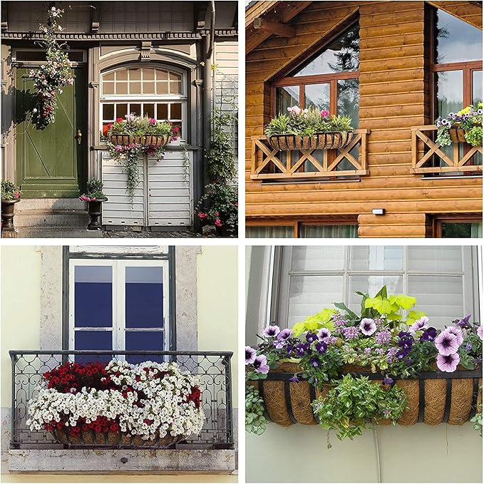 2 pcs Garden Coconut Planter Liners Preformed Window Box Liners Natural Trough - Image 3