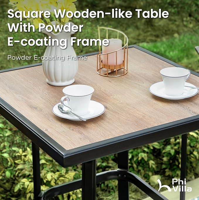 PHI VILLA 5 Piece Outdoor Bar Set, High Top Patio Table and Chairs - Image 7