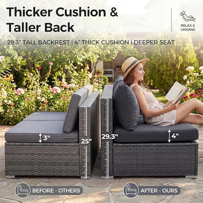 NICESOUL 9 Piece Outdoor Patio Sectional Furniture Sofa Set - Image 7
