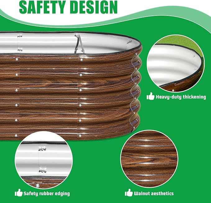 SnugNiture 4x2x1.5ft Raised Garden Bed Outdoor, Oval Raised Garden Bed Kit - Image 3