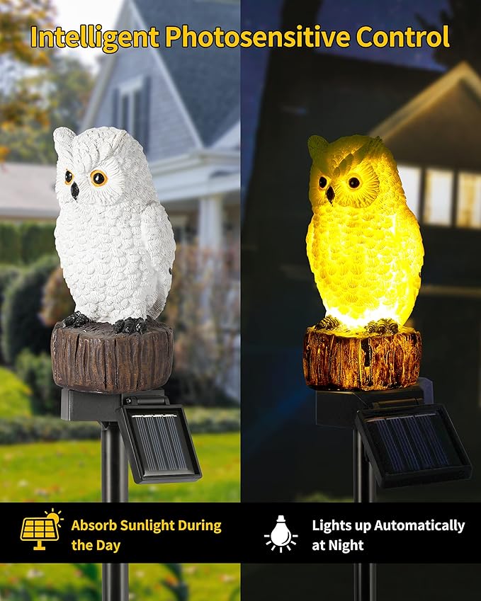 iStatue 4PC Solar Owl Garden Stake Lights Gifts - Image 2