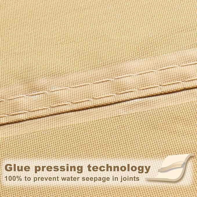 SUNNY GUARD Waterproof Sun Shade Sail 12'x24'x26.8' Sand Right Triangle UV - Image 4