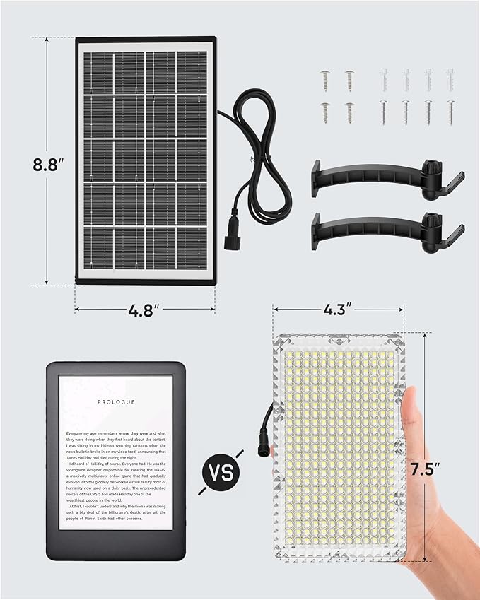 JACKYLED 1000 Lumens 299 LED Solar Lights Outdoor Bright Solar Dusk to Dawn - Image 3