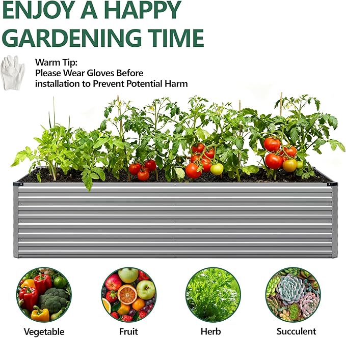 Vengarus 12x4x2FT Galvanized Raised Garden Bed Kit, Large Rectangle Elevated - Image 6