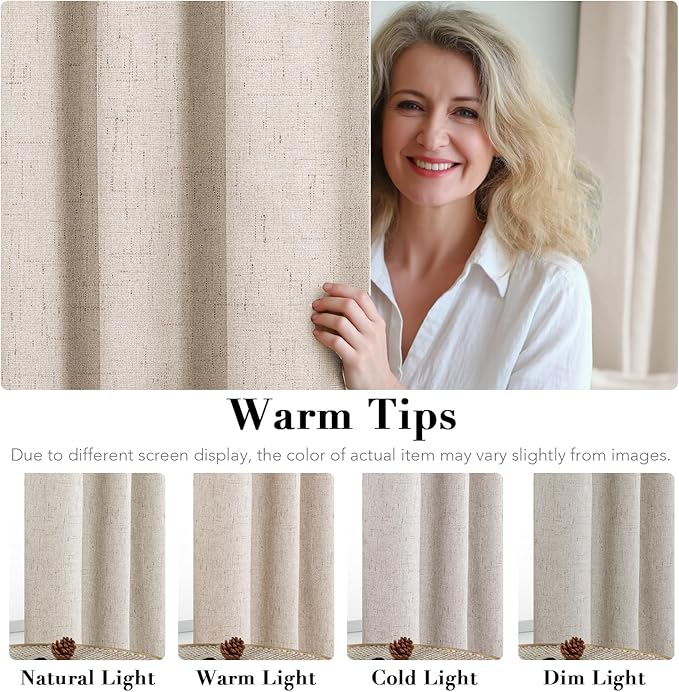 H.VERSAILTEX Linen Blackout Curtains 63 Inches Long, Full Blackout Thermal - Image 5