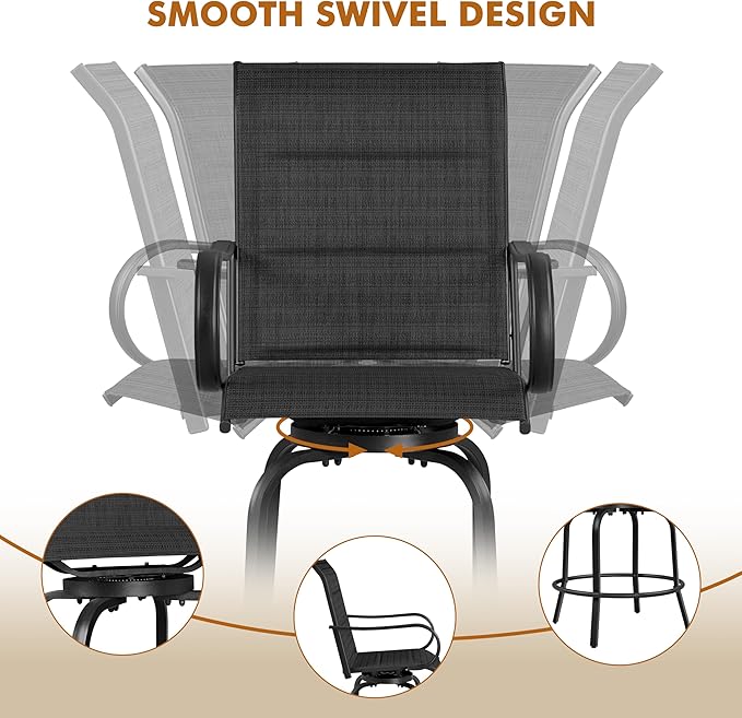 Yaheetech 6 Piece Patio Swivel Bar Stools Texteline Chairs - Image 5