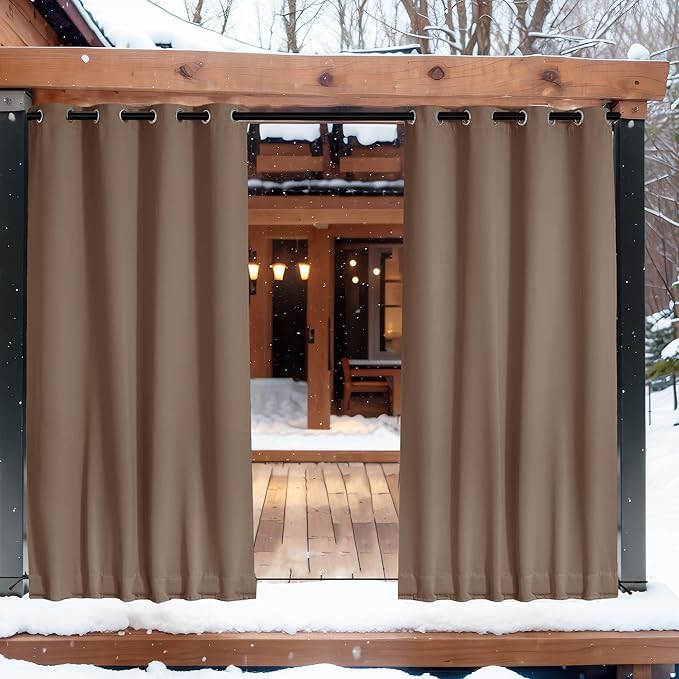 NICETOWN 2 Panels Weighted Blackout Curtains Patio Waterproof Outdoor Curtains - Image 8