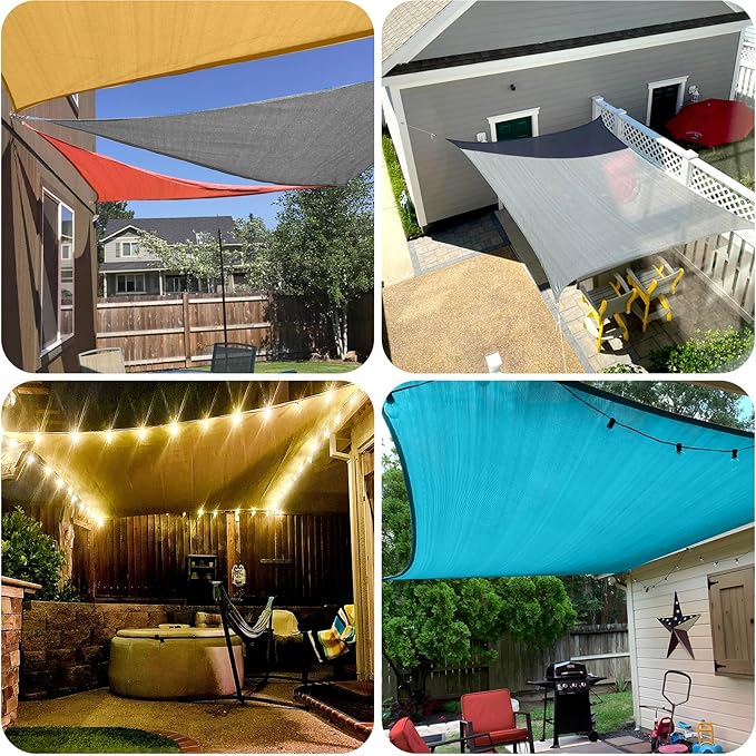 SUNLAX Sun Shade Sail SS-119 18' x 18' x 18' Butter Cream Triangle Canopy Sail - Image 7