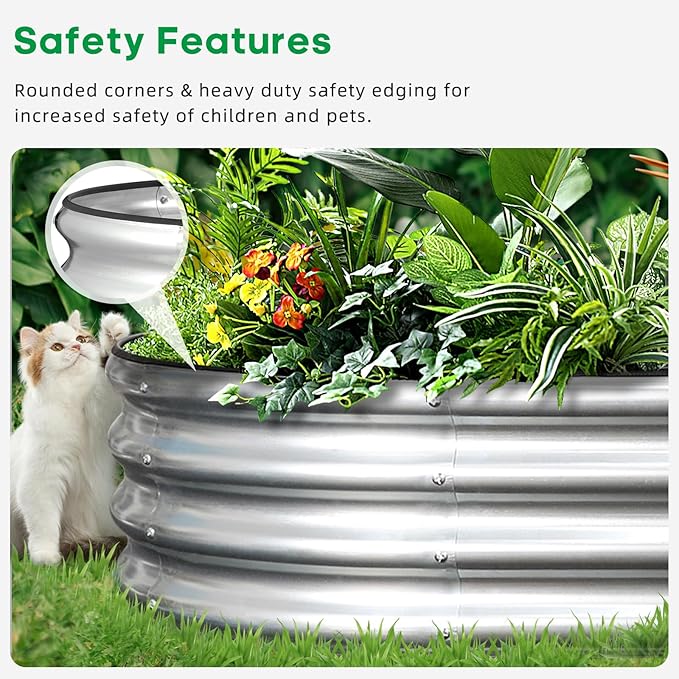 JERIA 6×3×1ft Oval Raised Garden Bed, Galvanized Raised Garden Bed Kit Outdoor - Image 5