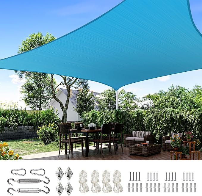 Quictent 12x16ft 185G HDPE Rectangle Sun Shade Sail Canopy 98% UV Block Outdoor by QUICTENT