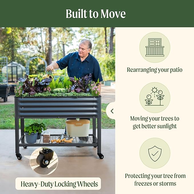 Rolling Elevated Raised Garden Bed-V Series, 1400 Lbs Weight Capacity, Outdoor - Image 5