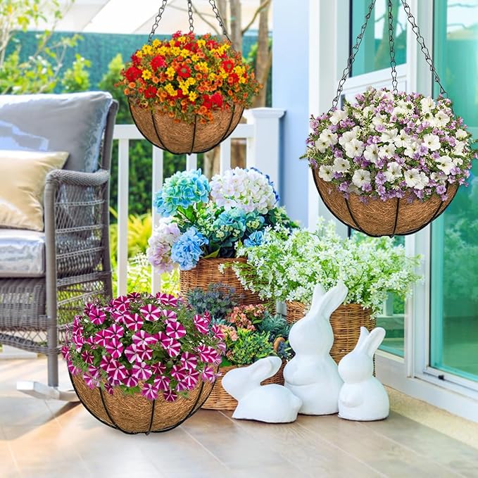 ZeeDix 3 Pack 10 Inch Metal Round Hanging Planter Basket - Image 6