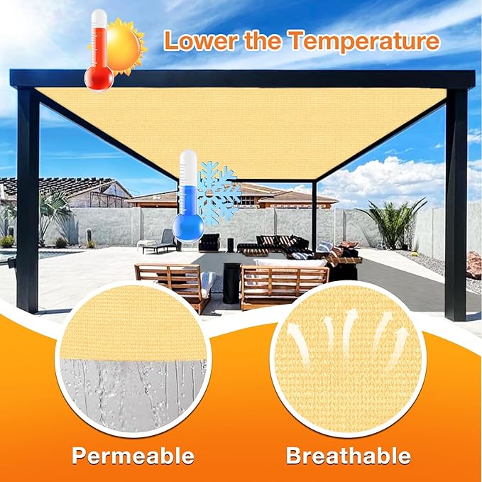 Artpuch Outdoor Pergola Shade Cover 10x21 FT Sun Shade Cloth - Image 4