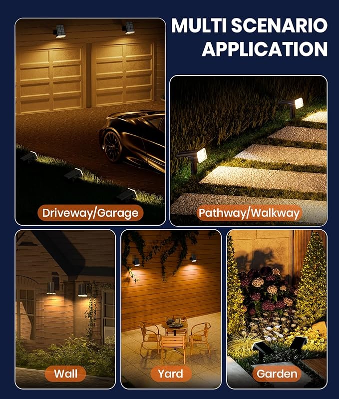 12 Pack Solar Spotlights Outdoor Waterproof IP67, Adjustable Wall&Ground Lights - Image 7