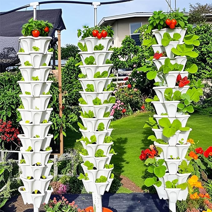 Strawberry Planters, 3 Tiered Vertical Stackable Planter, Herb Stacking Tower - Image 5