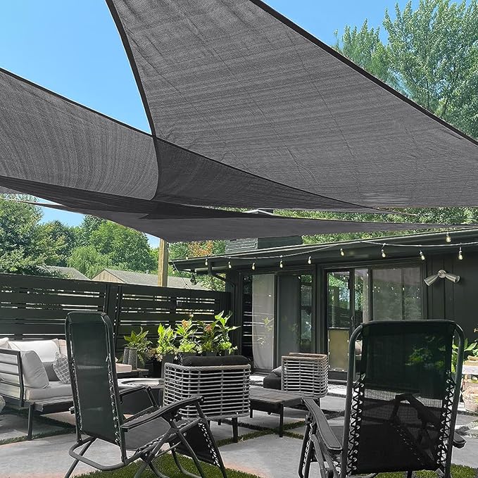 LOVE STORY Custom Size 12'x15'x19.2' Dark Grey Sun Shade Sail Right Triangle by LOVESTORY