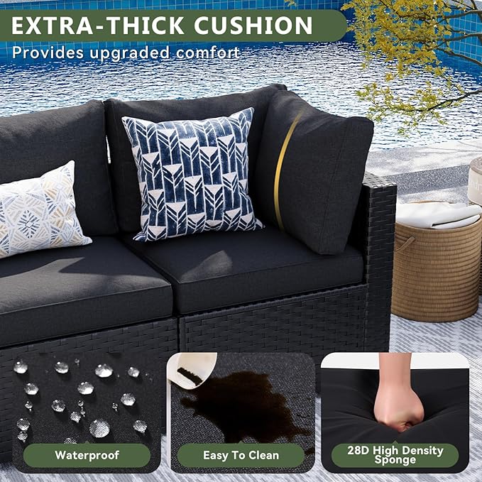 Aoxun 10 Piece Patio Furniture Set Wicker Rattan Patio Sectional Sofa Set - Image 3