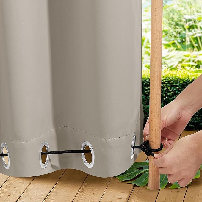 NICETOWN 2 Panels Waterproof Outdoor Curtains Fixed Grommet & Back Tab on Top & - Image 4