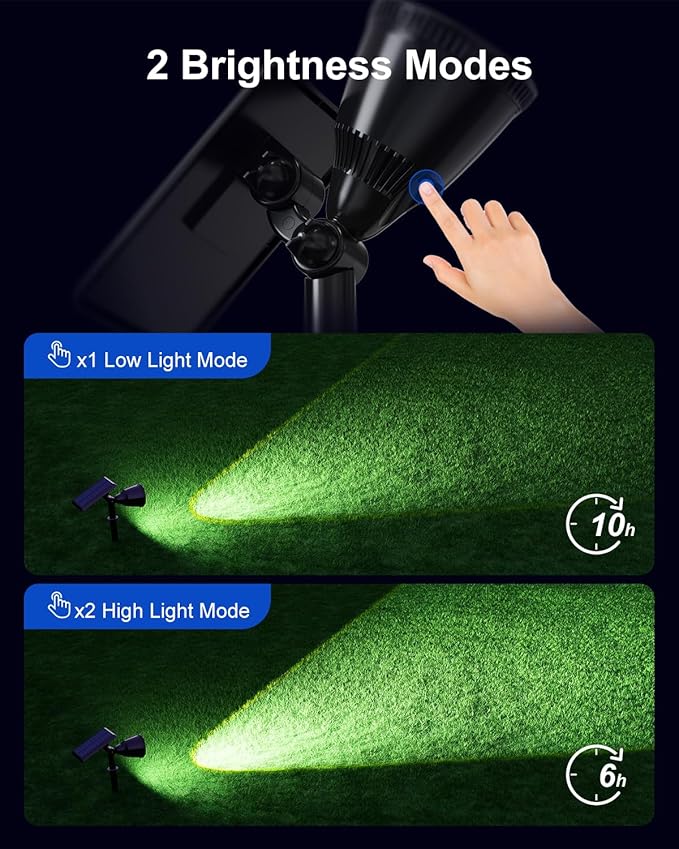 2 Pack Solar Powered Spot Lights Outdoor Waterproof Super Bright LED Yard - Image 5