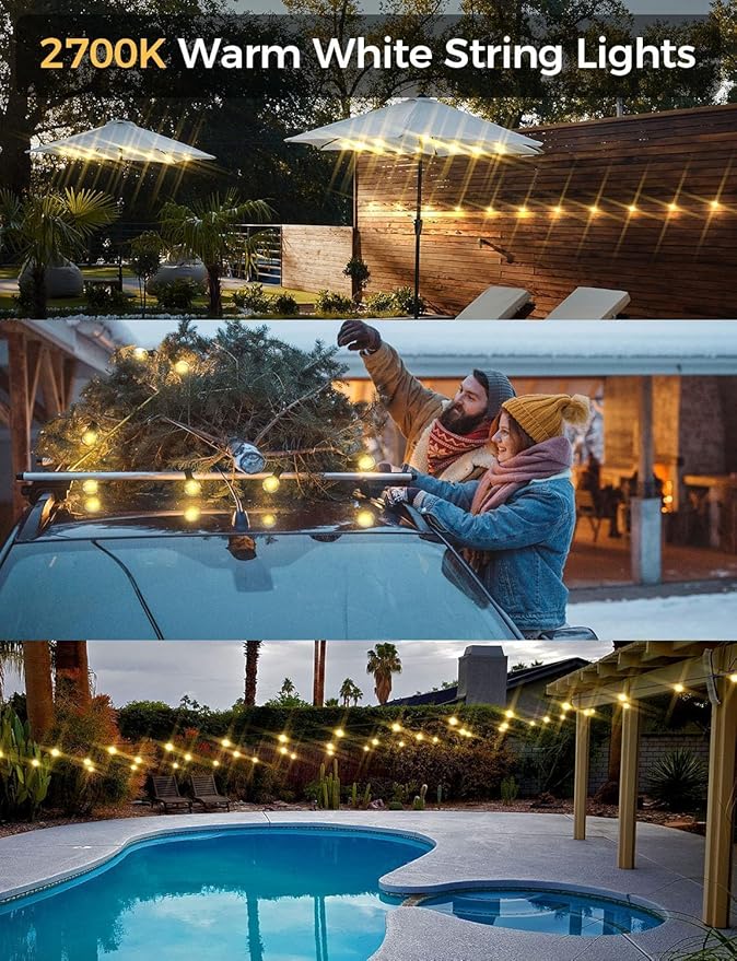 XMCOSY+ Smart Outdoor String Lights, 150Ft G40 Globe Patio Lights - Image 7