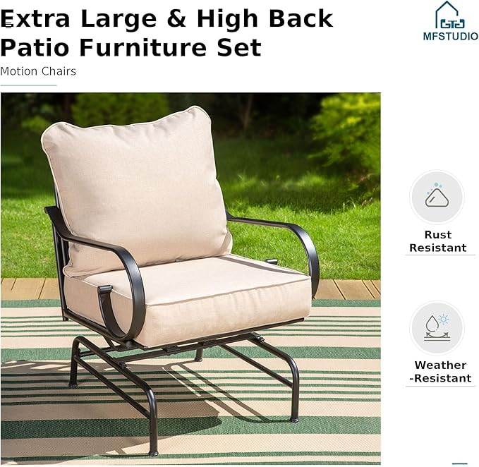 MFSTUDIO 7 Seats Metal Patio Furniture Sets, 6 Pieces Outdoor Sectional Sofa - Image 7