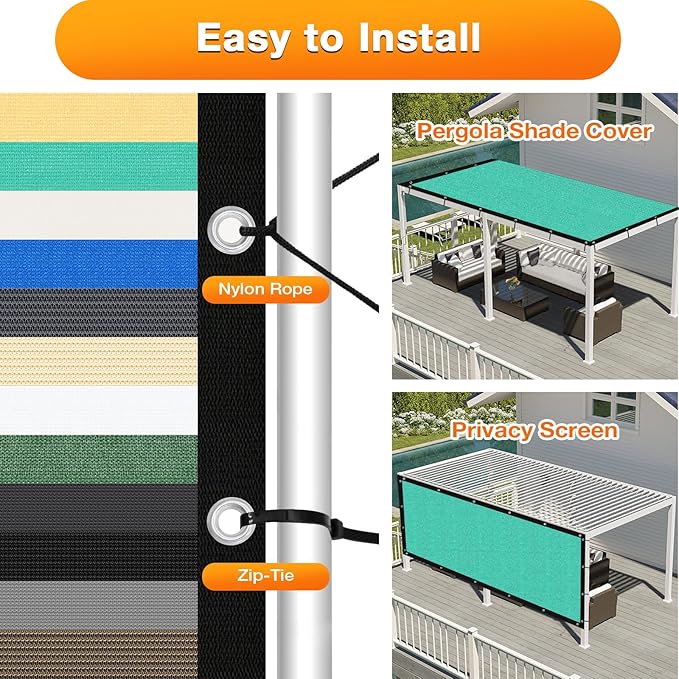 Artpuch Outdoor Pergola Shade Cover 9' X 14' Sun Shade Cloth - Image 5
