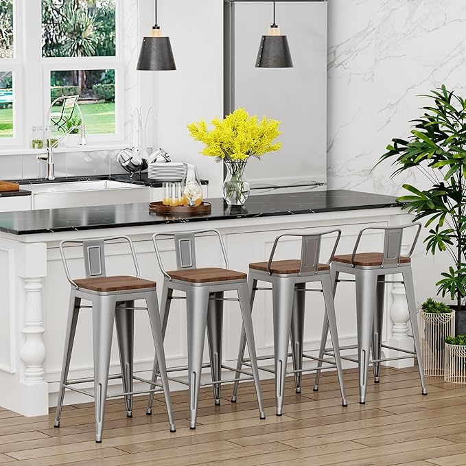 Yongchuang 24 inch Barstools Set of 4 Counter Height Bar Stools Farmhouse - Image 4