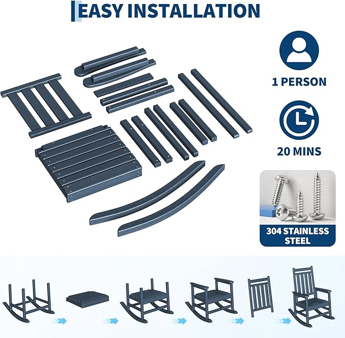 HDPE Rocking Chair Outdoor Set of 4 - Image 5
