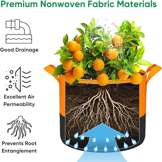 10 Gallon Grow Bags: 6 Pack 350G Heavy Duty Thickened Colorful Potato Grow Bags - Image 5