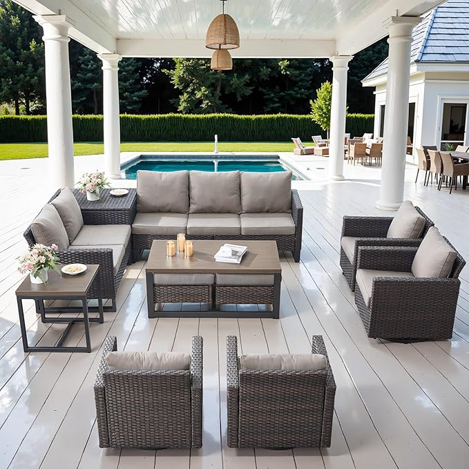 Belord Spacious 11 Pieces Patio Conversation Set - Image 2