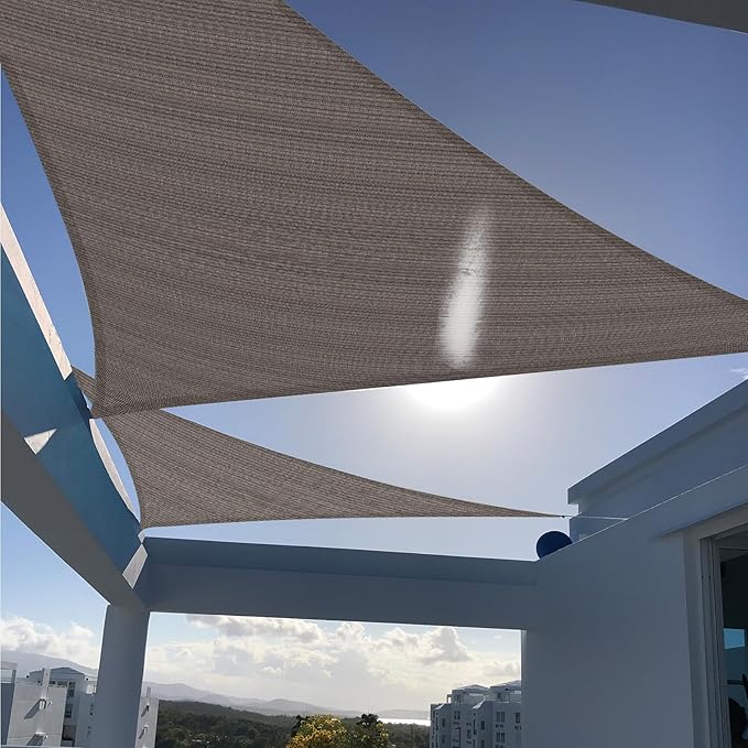 SUNNY GUARD Custom Size 18'x26'x26' Triangle Brown UV Block Sunshade by SUNNYGUARD