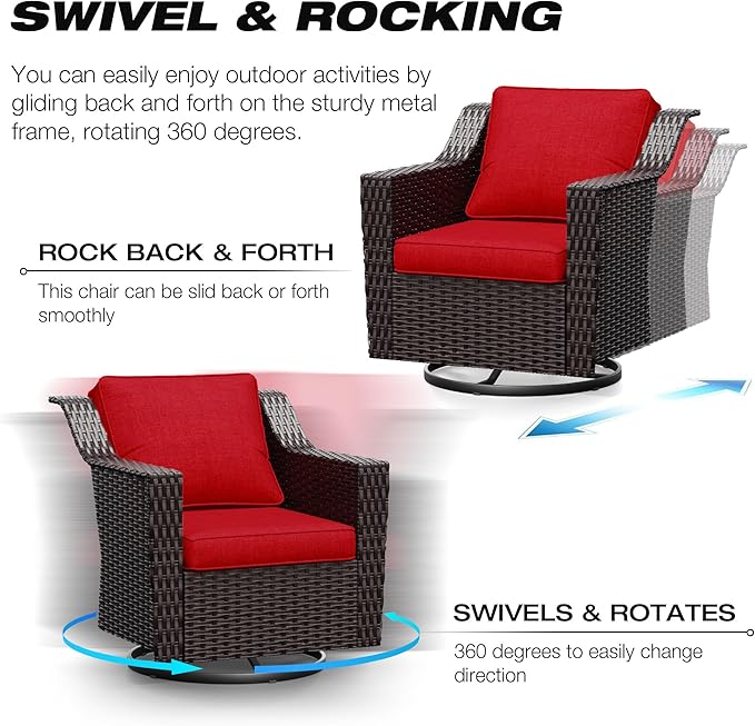 Joyside Wicker Patio Furniture Sets, 3 Pieces Upgraded Large Size Outdoor - Image 3