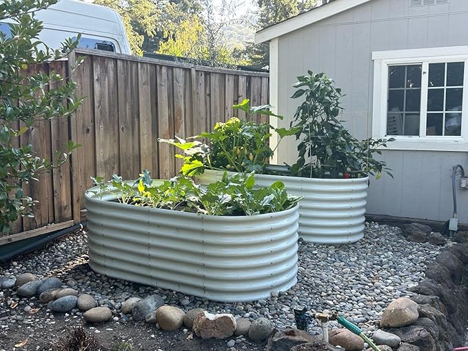 A ANLEOLIFE 2-Set 8X4X2 ft Galvanized Raised Garden Bed Kit, Oval Metal Deep - Image 2