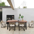Flamaker Dining Table for 6 FSC Acacia Wood Indoor Outdoor Home Kitchen Table by Flamaker
