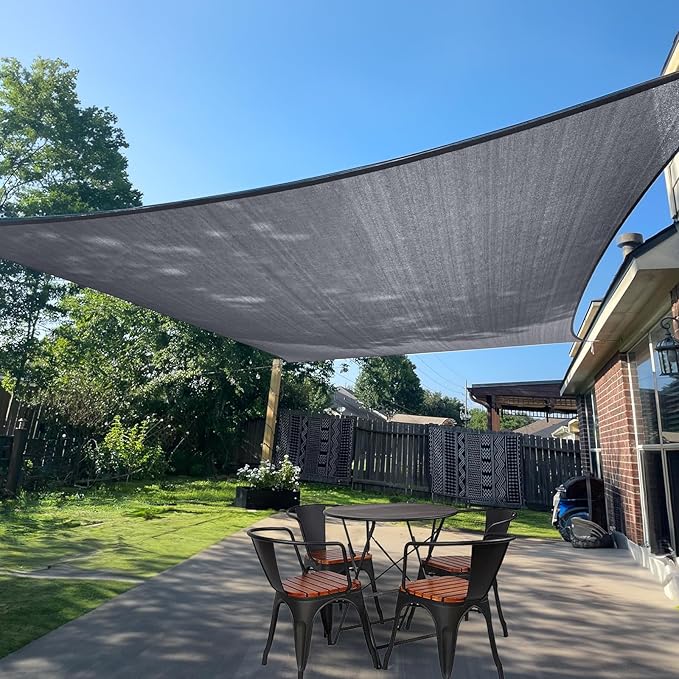 SUNLAX Sun Shade Sail 13' x 15' Dark Grey Rectangle Canopy Sail Shade Cover UV by SUNLAX