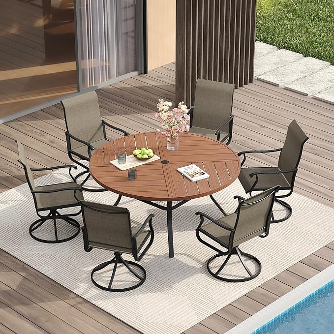 VICLLAX Round Patio Table with Adjustable Umbrella Hole - Image 2